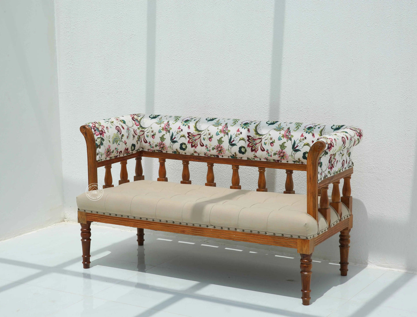 Austell 3+1+1 Sofa Set (Without Coffee Table) – Solid Rosewood, Honey Finish, Bronze Fabric | Opelhome UAE