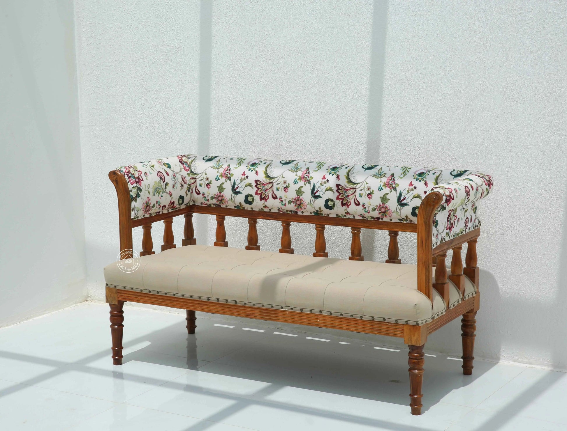 Austell 3+1+1 Sofa Set (Without Coffee Table) – Solid Rosewood, Honey Finish, Bronze Fabric | Opelhome UAE