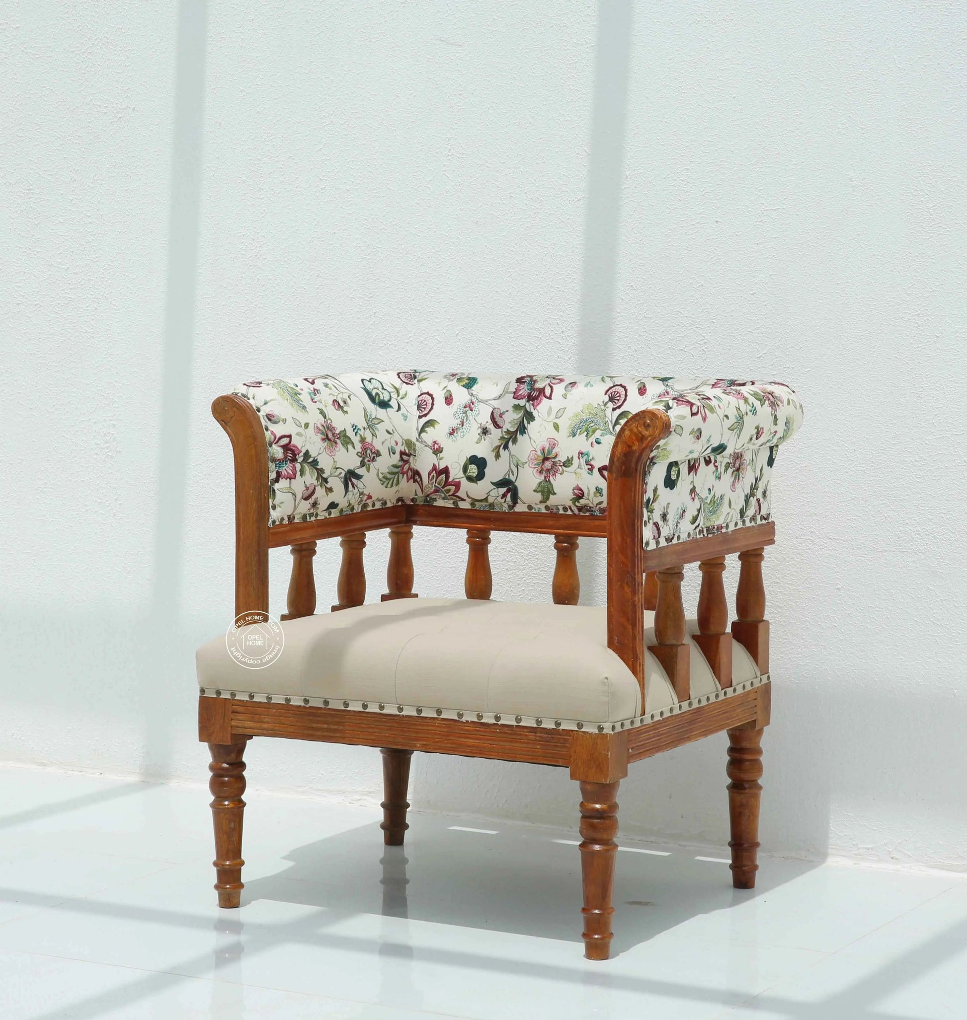 Austell 3+1+1 Sofa Set (Without Coffee Table) – Solid Rosewood, Honey Finish, Bronze Fabric | Opelhome UAE