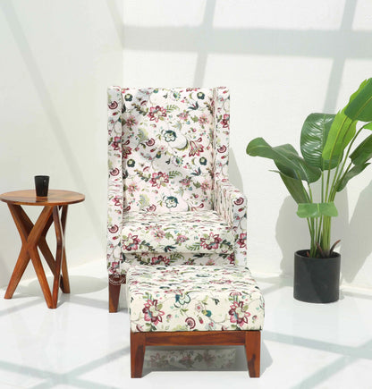 Axton Lounge Chair with Stool – Solid Rosewood & Cotton Upholstery | Opelhome UAE