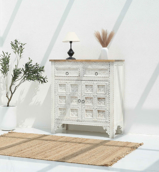 Berry Wooden 2 Door 2 Drawer Cabinet – Solid Mango Wood, Multiple Color Options | Opelhome UAE