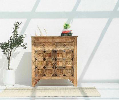 Berry Wooden 2 Door 2 Drawer Cabinet – Solid Mango Wood, Multiple Color Options | Opelhome UAE