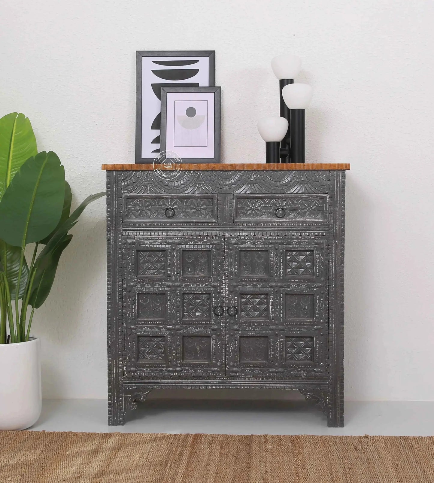 Berry Wooden 2 Door 2 Drawer Cabinet – Solid Mango Wood, Multiple Color Options | Opelhome UAE