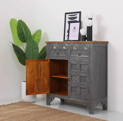 Berry Wooden 2 Door 2 Drawer Cabinet – Solid Mango Wood, Multiple Color Options | Opelhome UAE