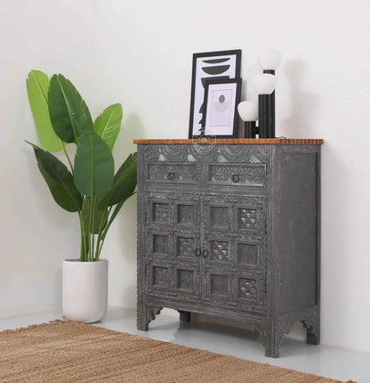 Berry Wooden 2 Door 2 Drawer Cabinet – Solid Mango Wood, Multiple Color Options | Opelhome UAE