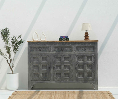 Berry Wooden 3 Door 3 Drawer Sideboard – Solid Mango Wood, Multiple Color Options | Opelhome UAE