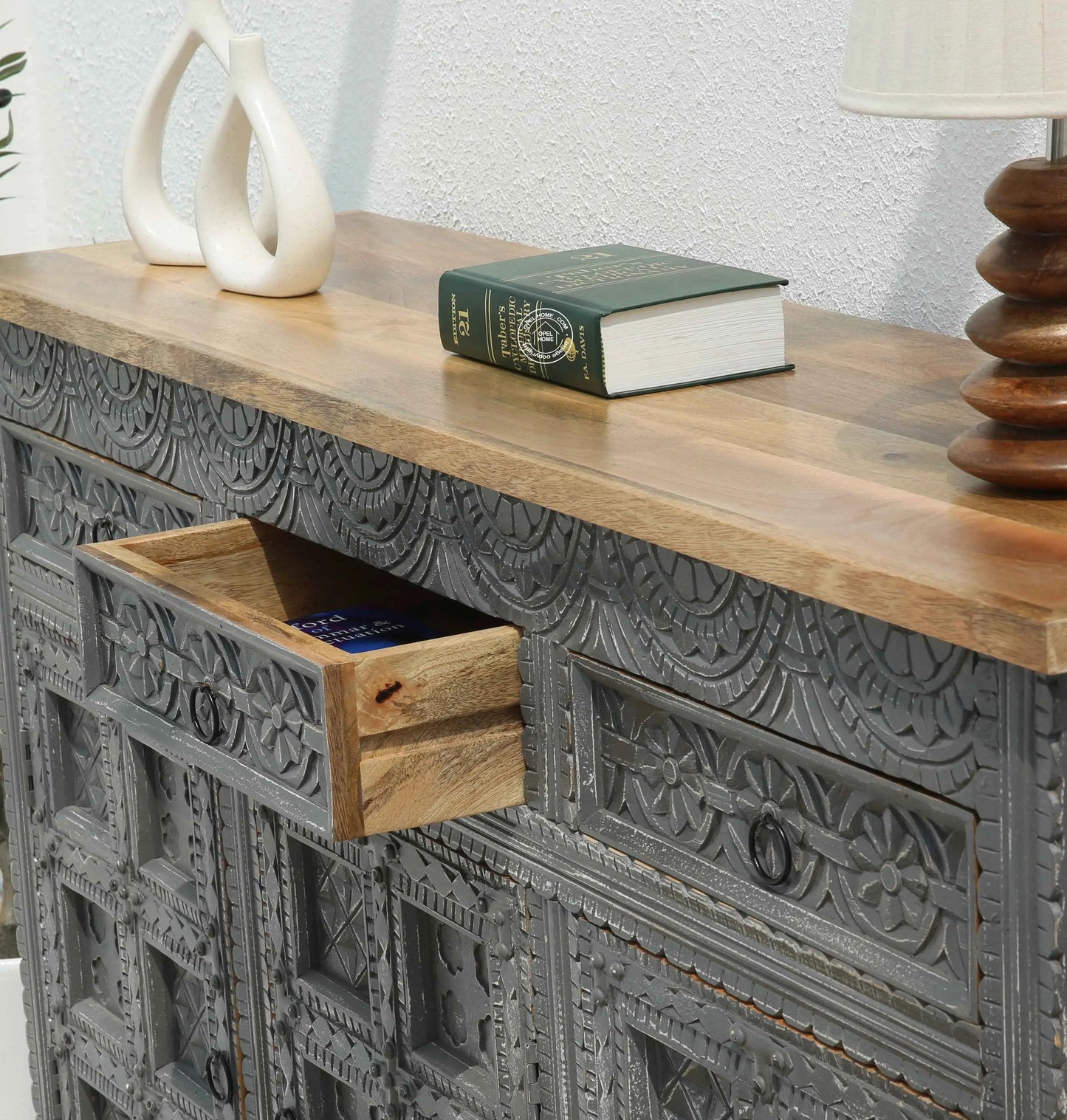 Berry Wooden 3 Door 3 Drawer Sideboard – Solid Mango Wood, Multiple Color Options | Opelhome UAE