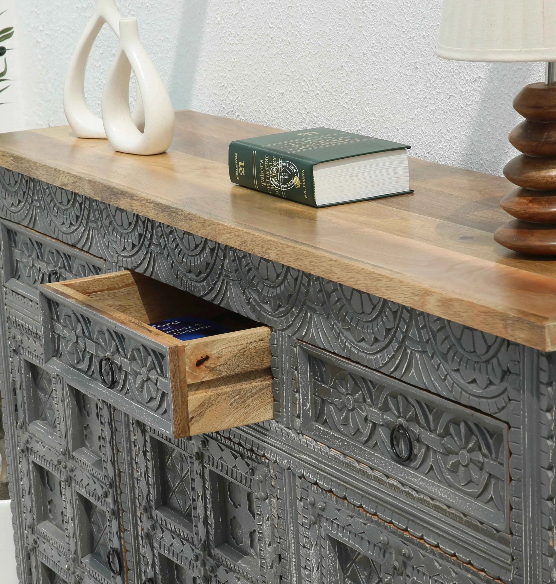 Berry Wooden 3 Door 3 Drawer Sideboard – Solid Mango Wood, Multiple Color Options | Opelhome UAE
