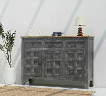 Berry Wooden 3 Door 3 Drawer Sideboard – Solid Mango Wood, Multiple Color Options | Opelhome UAE