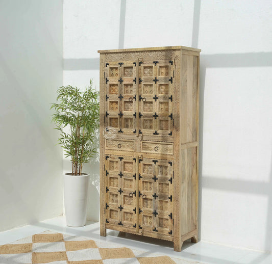 Berry Wooden 4 Door 2 Drawer Closet – Solid Mango Wood | Multiple Color Options | Opelhome UAE