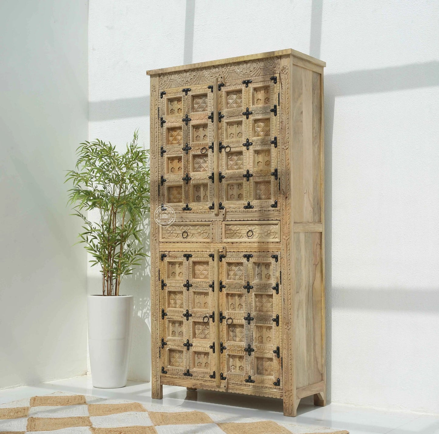 Berry Wooden 4 Door 2 Drawer Closet – Solid Mango Wood | Multiple Color Options | Opelhome UAE