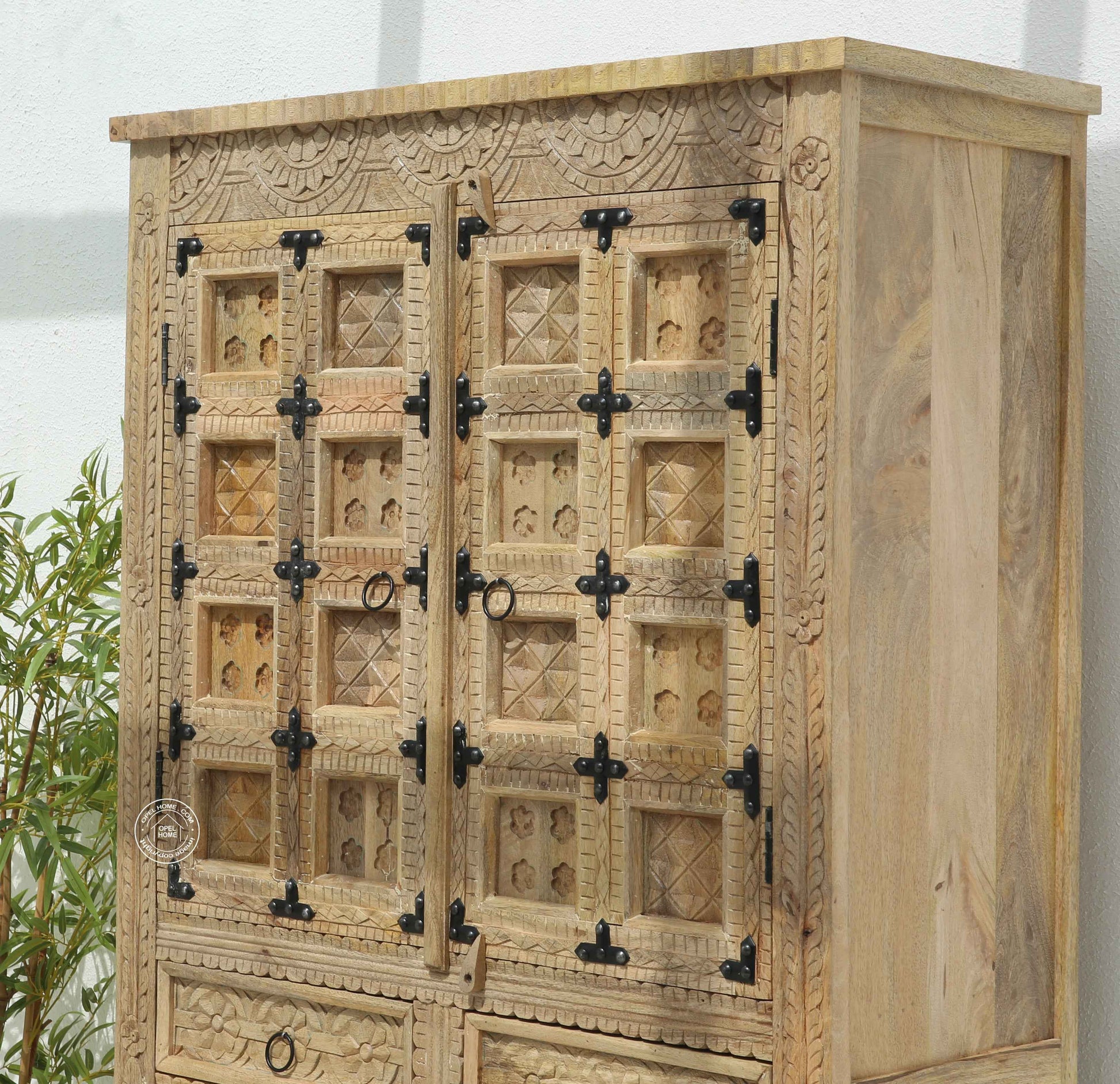 Berry Wooden 4 Door 2 Drawer Closet – Solid Mango Wood | Multiple Color Options | Opelhome UAE