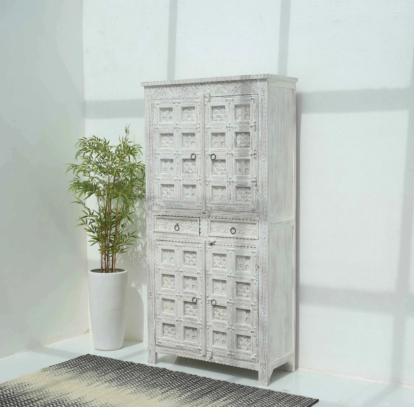 Berry Wooden 4 Door 2 Drawer Closet – Solid Mango Wood | Multiple Color Options | Opelhome UAE