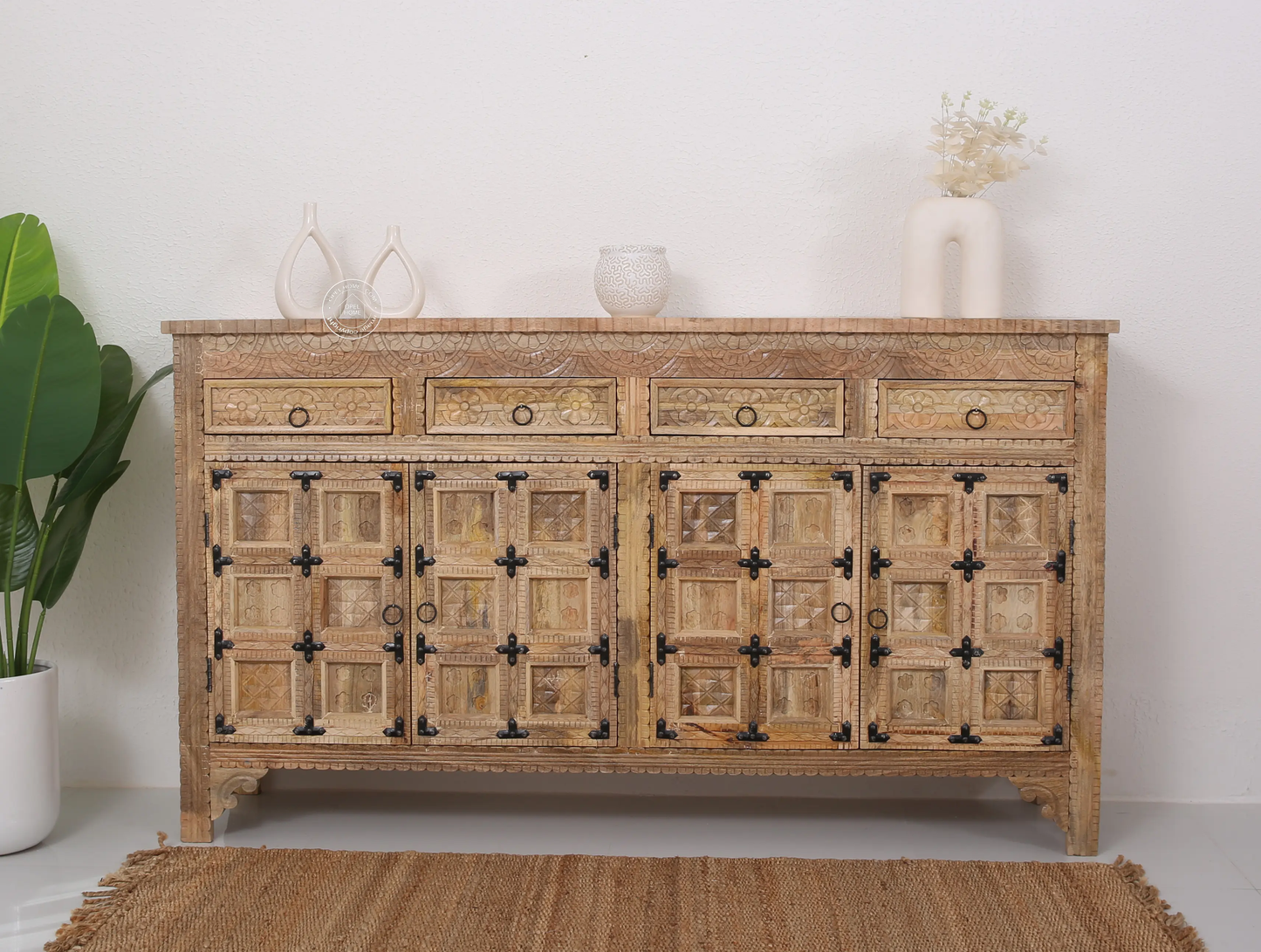 Berry Wooden 4 Door 4 Drawer Sideboard (Multiple Color Options) | Opelhome UAE