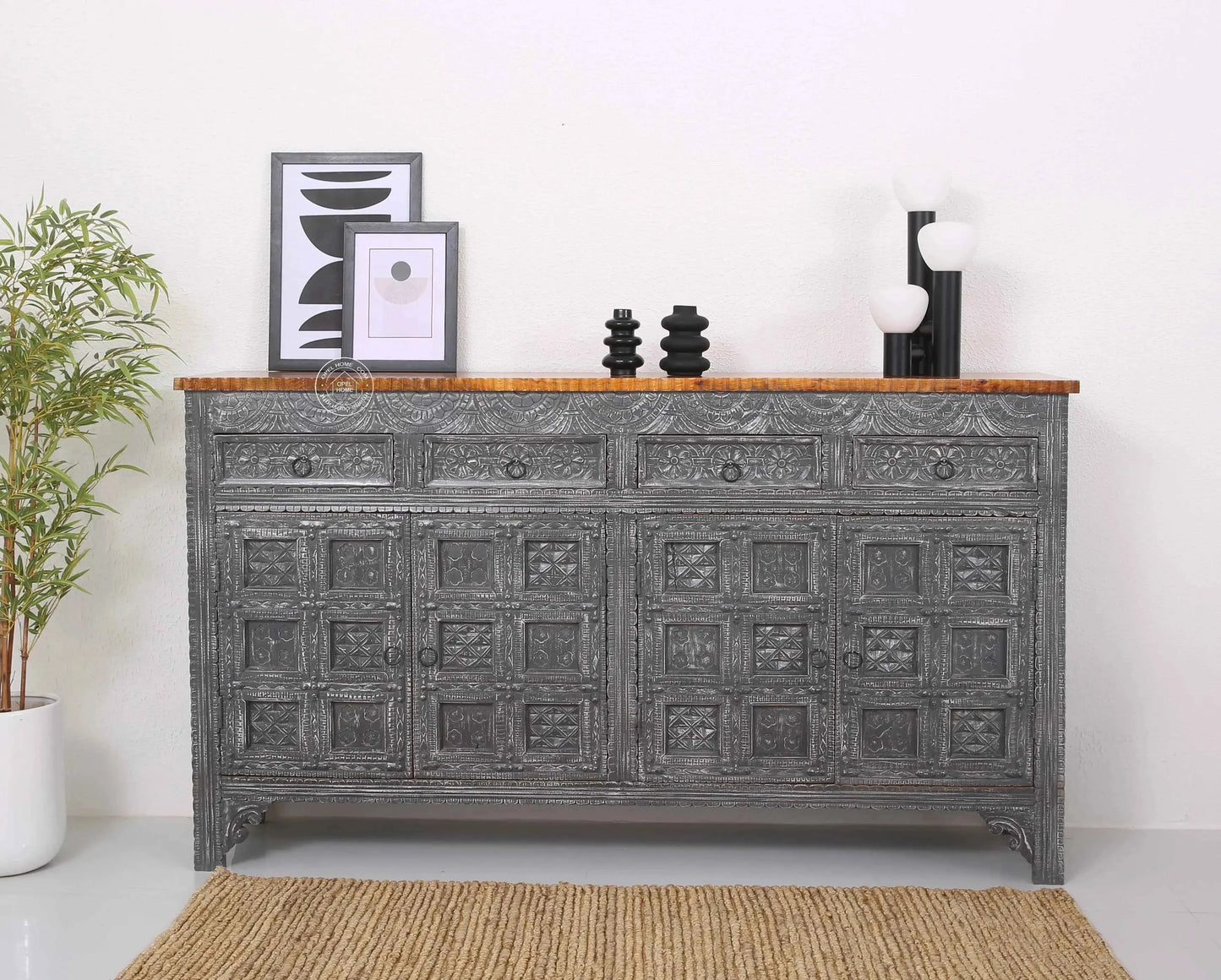 Berry Wooden 4 Door 4 Drawer Sideboard (Multiple Color Options) | Opelhome UAE