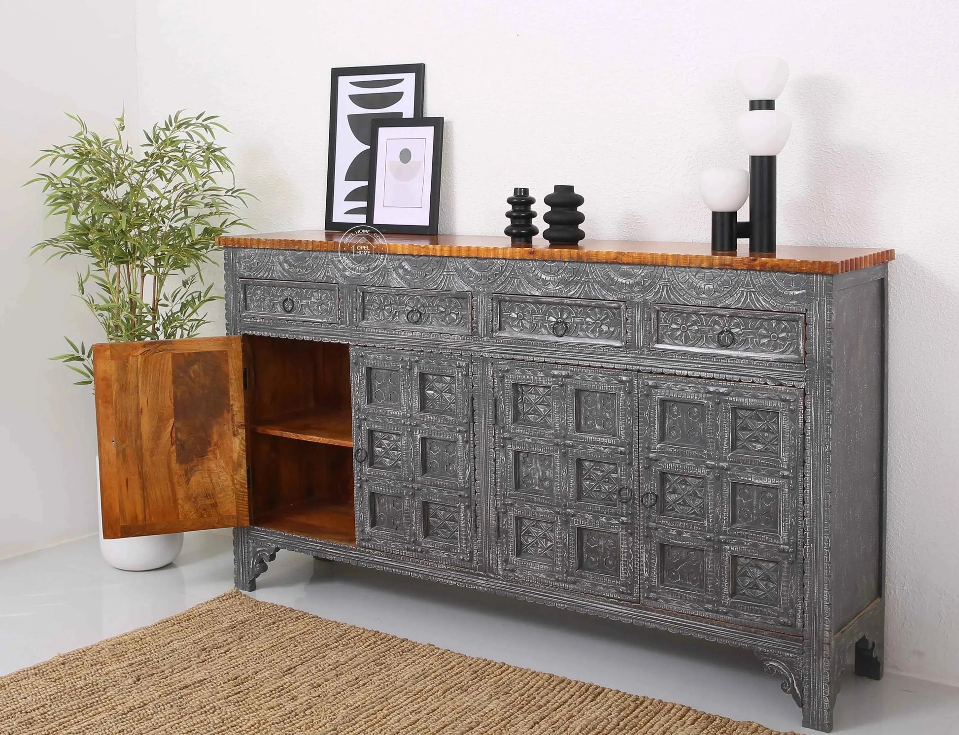 Berry Wooden 4 Door 4 Drawer Sideboard (Multiple Color Options) | Opelhome UAE