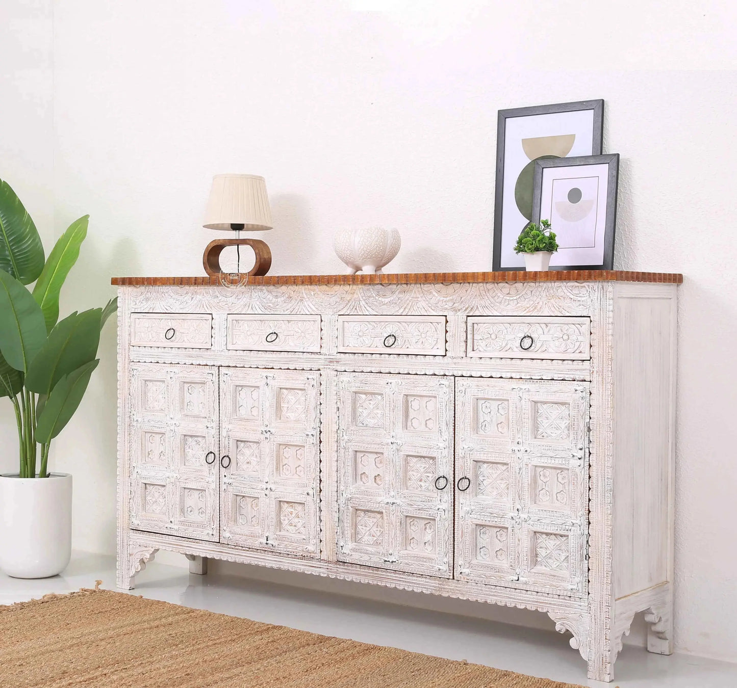 Berry Wooden 4 Door 4 Drawer Sideboard (Multiple Color Options) | Opelhome UAE