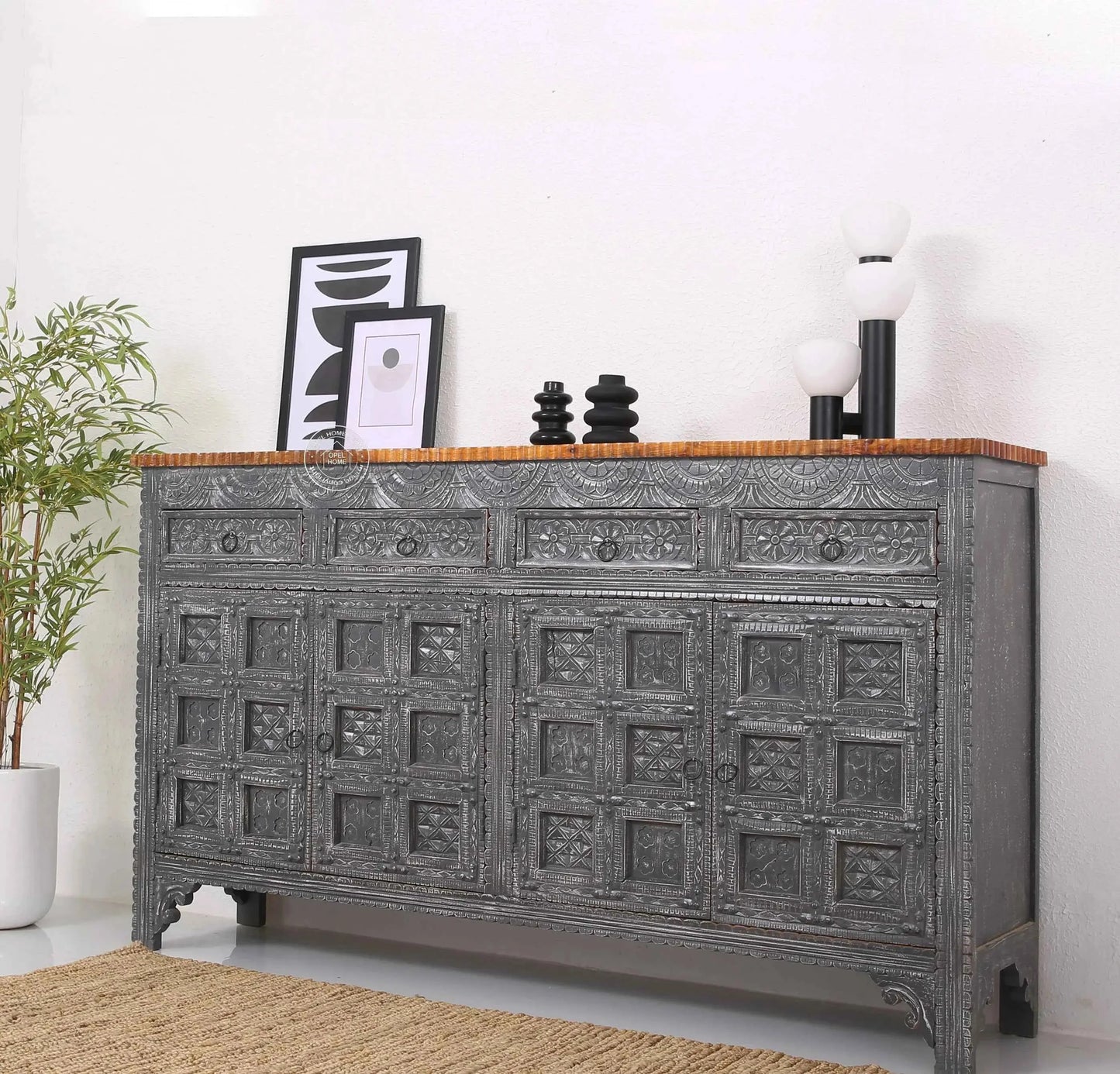 Berry Wooden 4 Door 4 Drawer Sideboard (Multiple Color Options) | Opelhome UAE