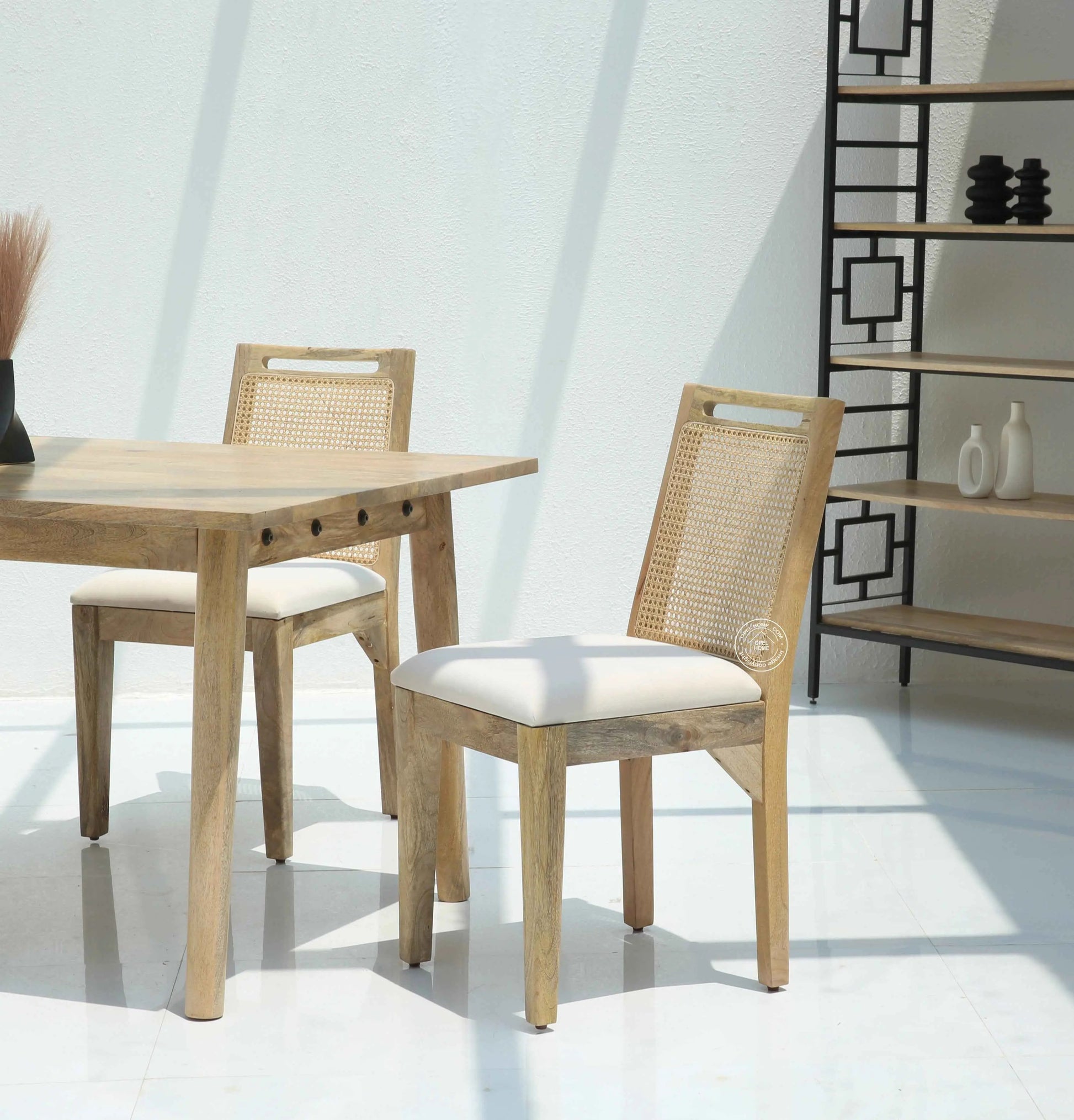 Bettles Rattan Wooden Dining Chair – (Only one pcs) | Opelhome UAE