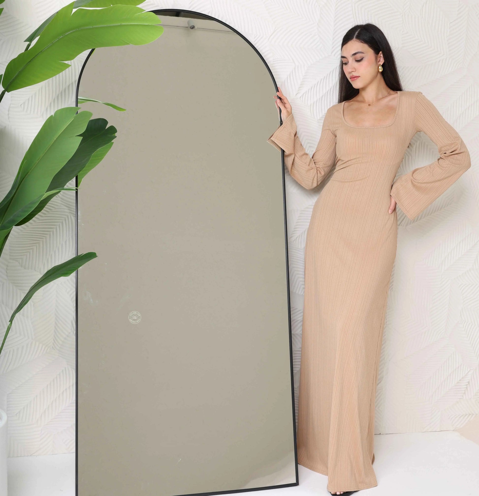 Black Arch Full Length Mirror with Stand