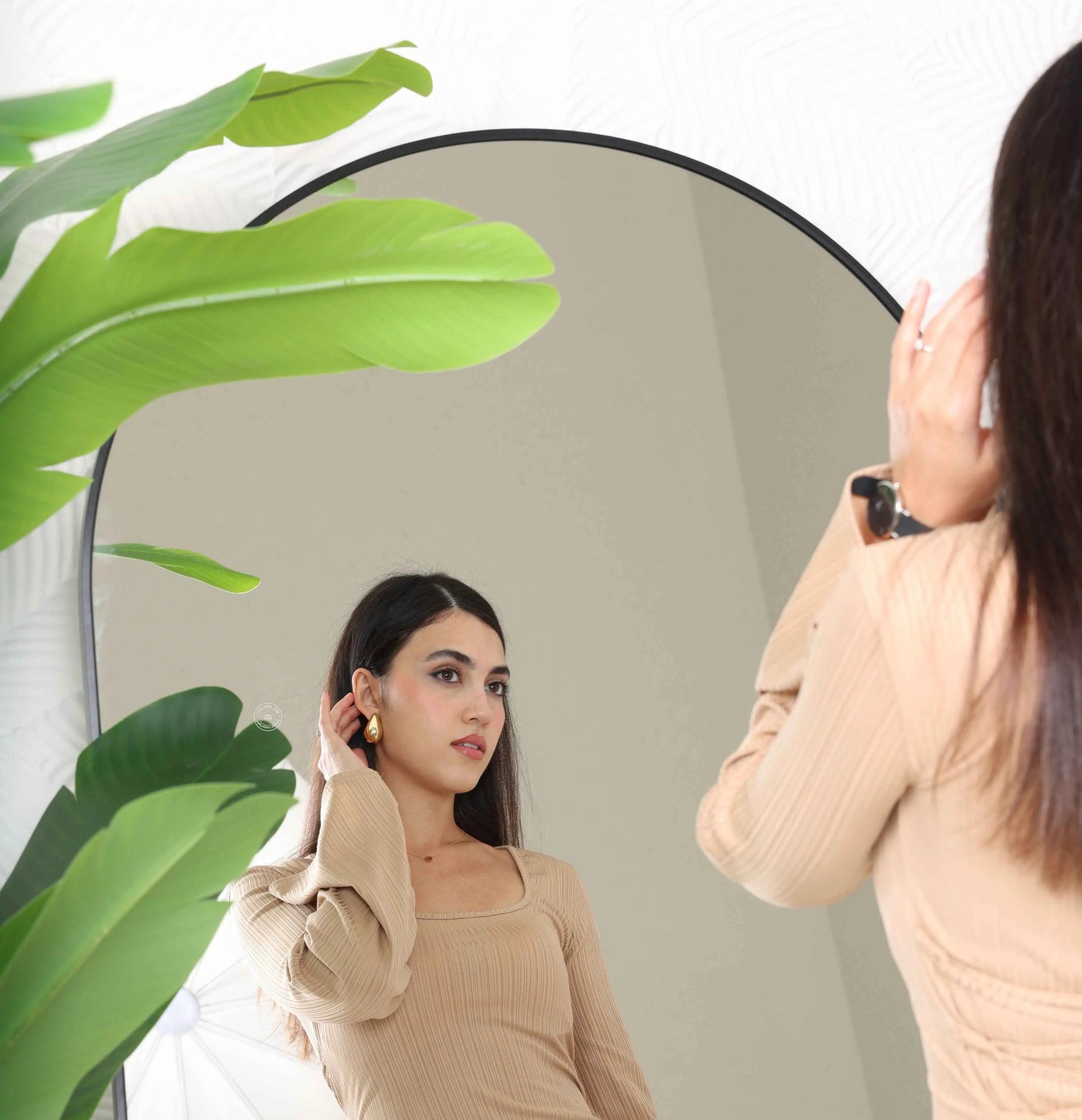 Black Arch Full Length Mirror with Stand