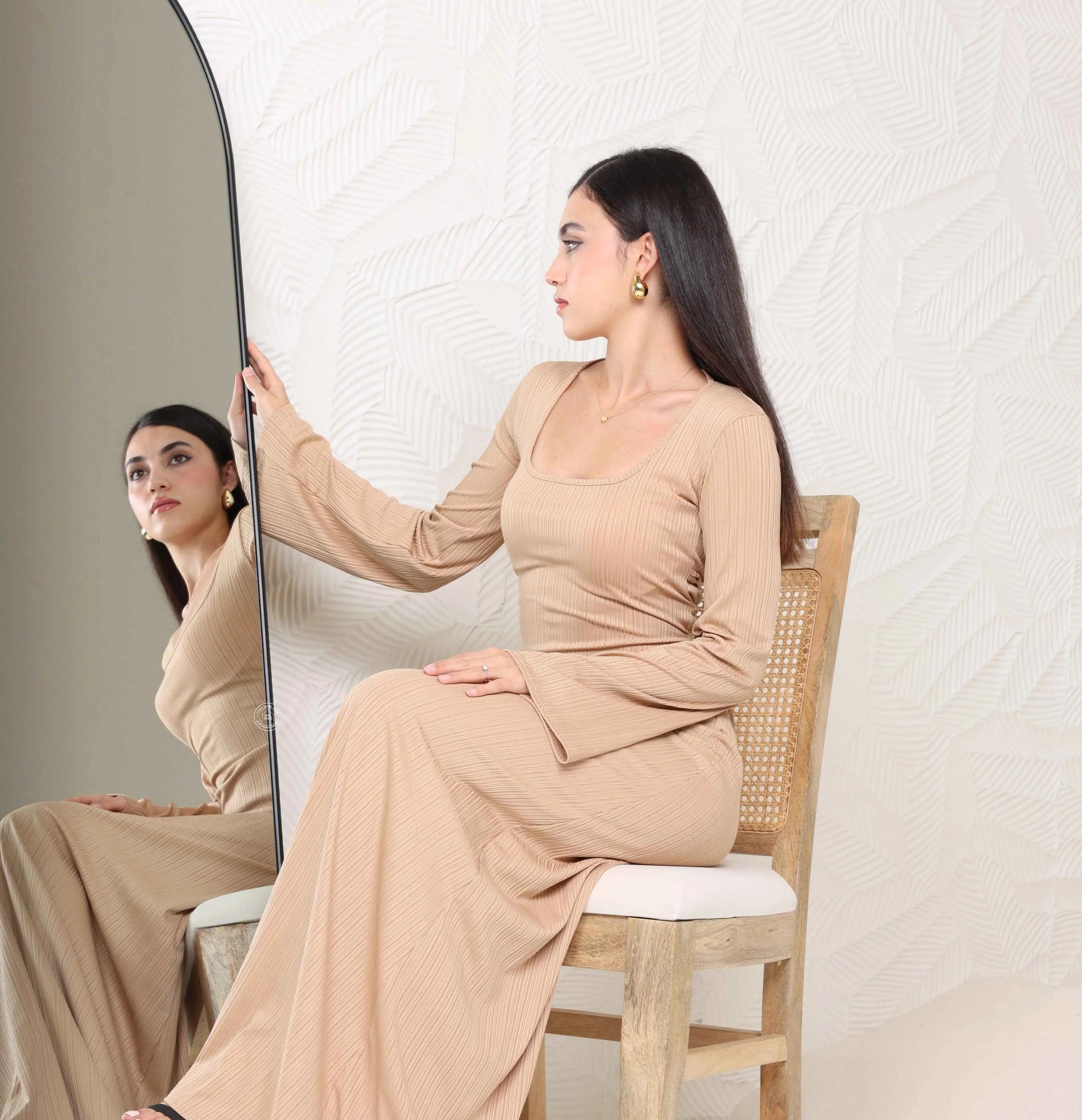 Black Arch Full Length Mirror with Stand