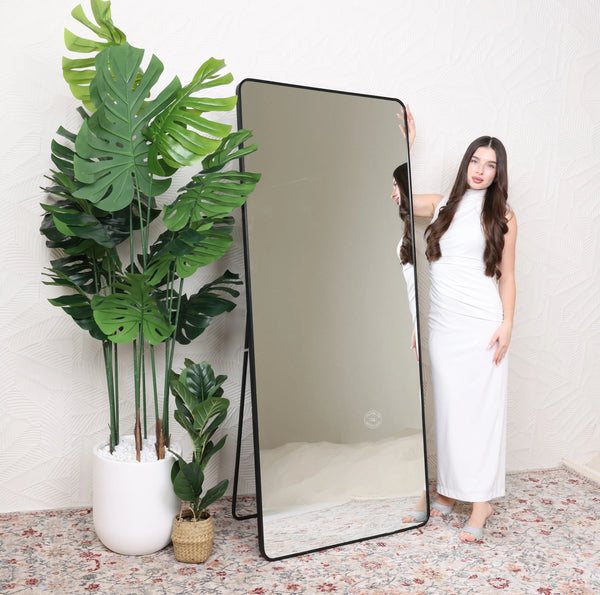 Black Frame Rectangular Wall Mirror with Stand – Aluminum Frame | Opelhome UAE Opel Home