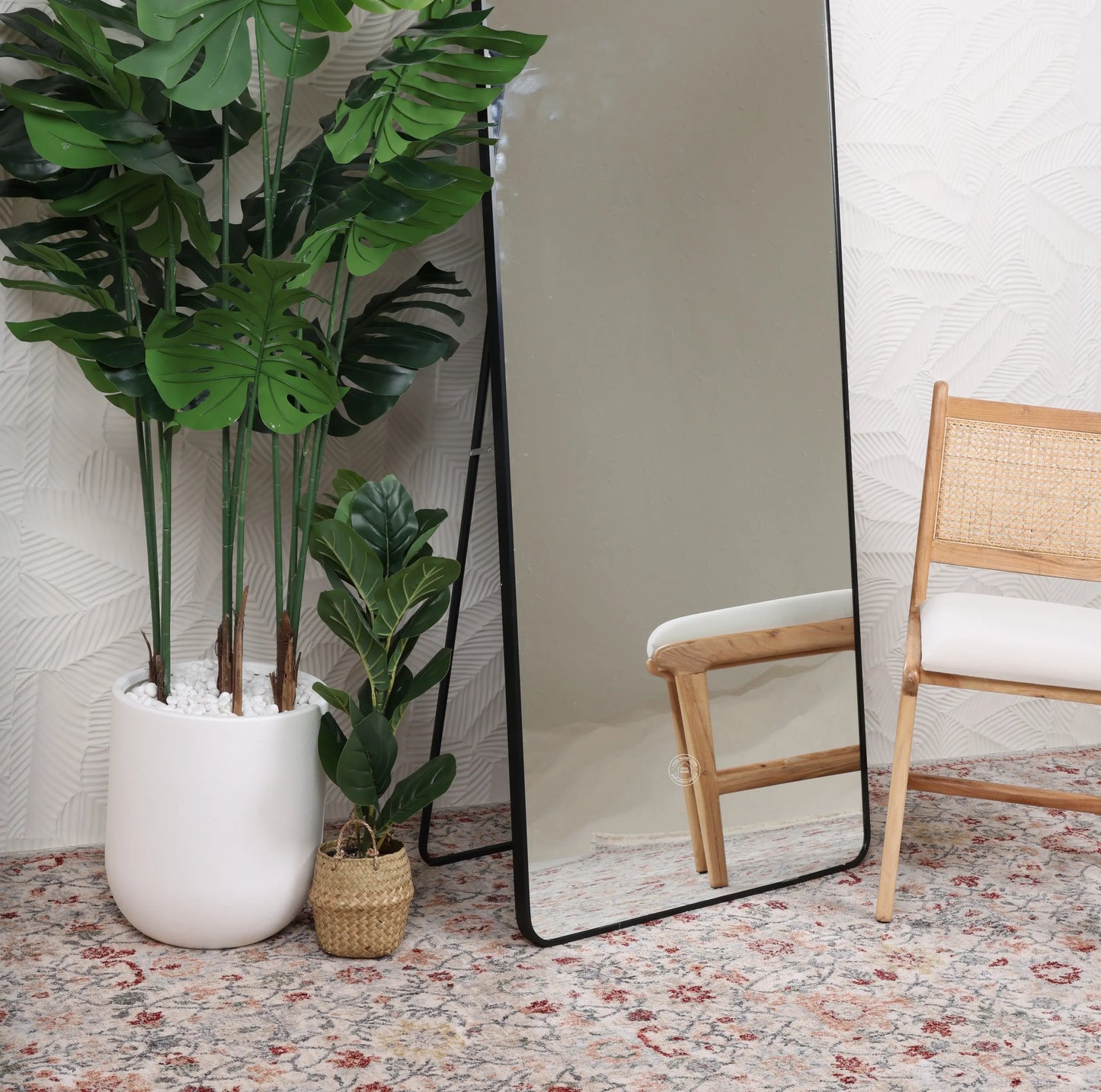 Black Frame Rectangular Wall Mirror with Stand – Aluminum Frame | Opelhome UAE Opel Home