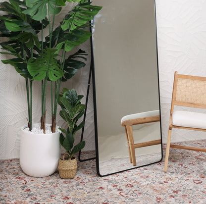 Black Frame Rectangular Wall Mirror with Stand – Aluminum Frame | Opelhome UAE Opel Home