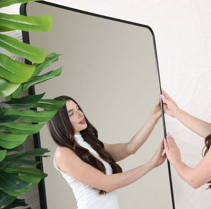 Black Frame Rectangular Wall Mirror with Stand – Aluminum Frame | Opelhome UAE Opel Home