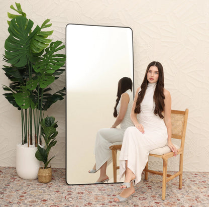 Black Frame Rectangular Wall Mirror with Stand – Aluminum Frame | Opelhome UAE Opel Home