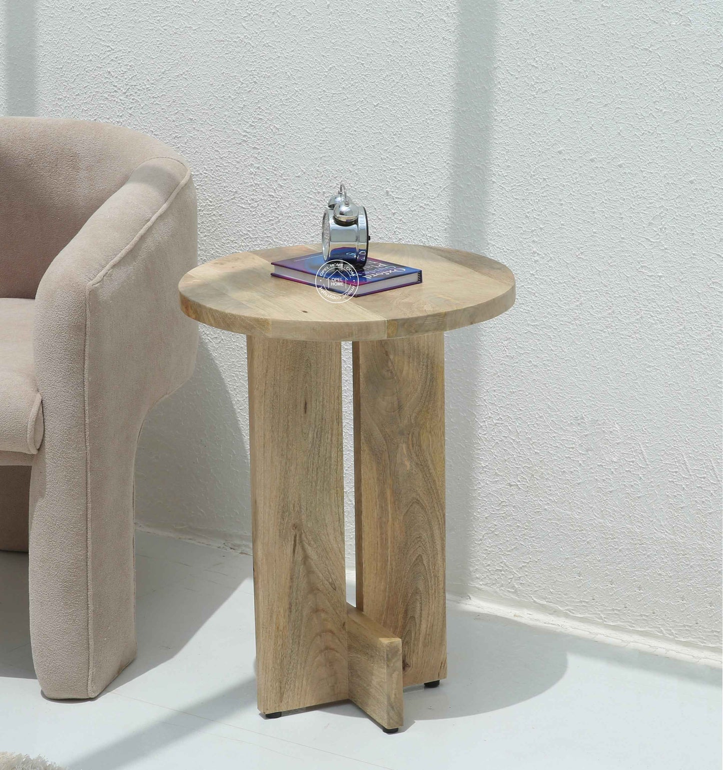 Boltz Wooden Side Table – Solid Mango Wood, Natural Finish, Square | Opelhome UAE