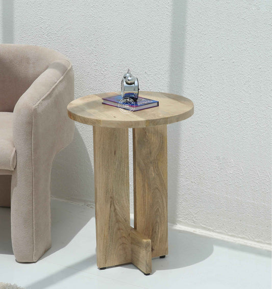 Boltz Wooden Side Table – Solid Mango Wood, Natural Finish, Square | Opelhome UAE