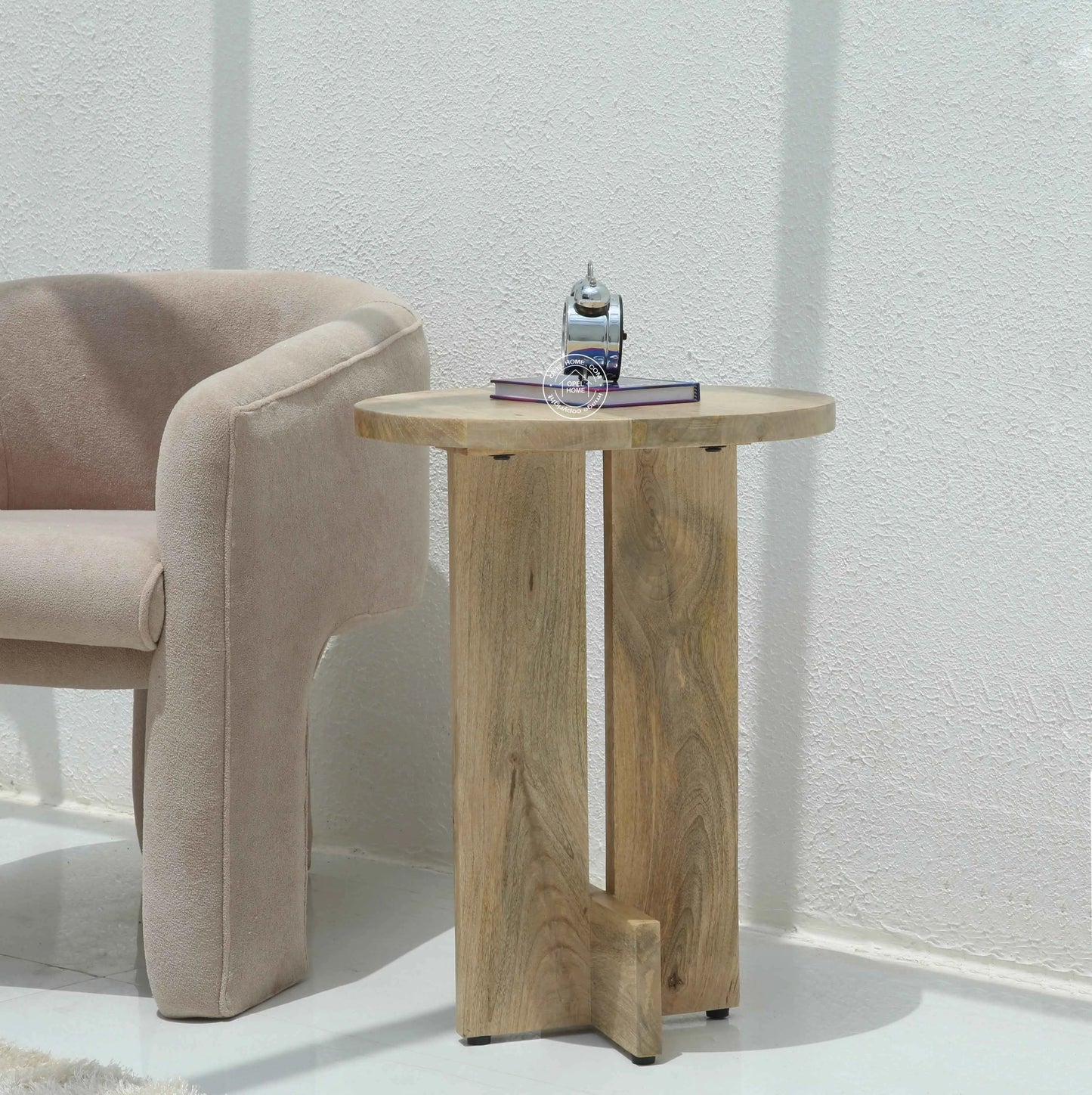 Boltz Wooden Side Table – Solid Mango Wood, Natural Finish, Square | Opelhome UAE