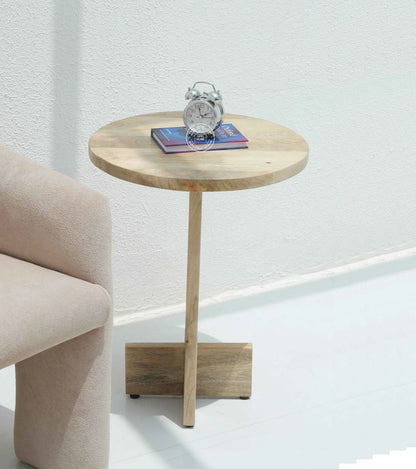 Boltz Wooden Side Table – Solid Mango Wood, Natural Finish, Square | Opelhome UAE