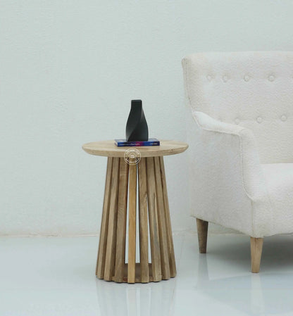 Brasher Wooden Side Table – Solid Mango Wood, Natural Finish | Opelhome UAE