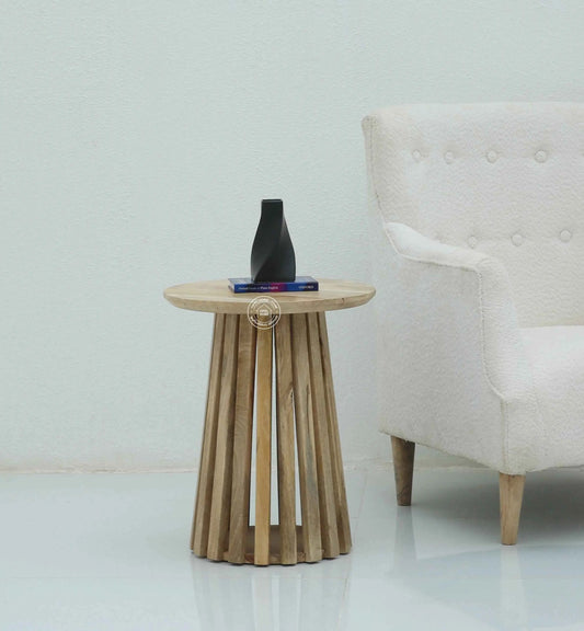 Brasher Wooden Side Table – Solid Mango Wood, Natural Finish | Opelhome UAE