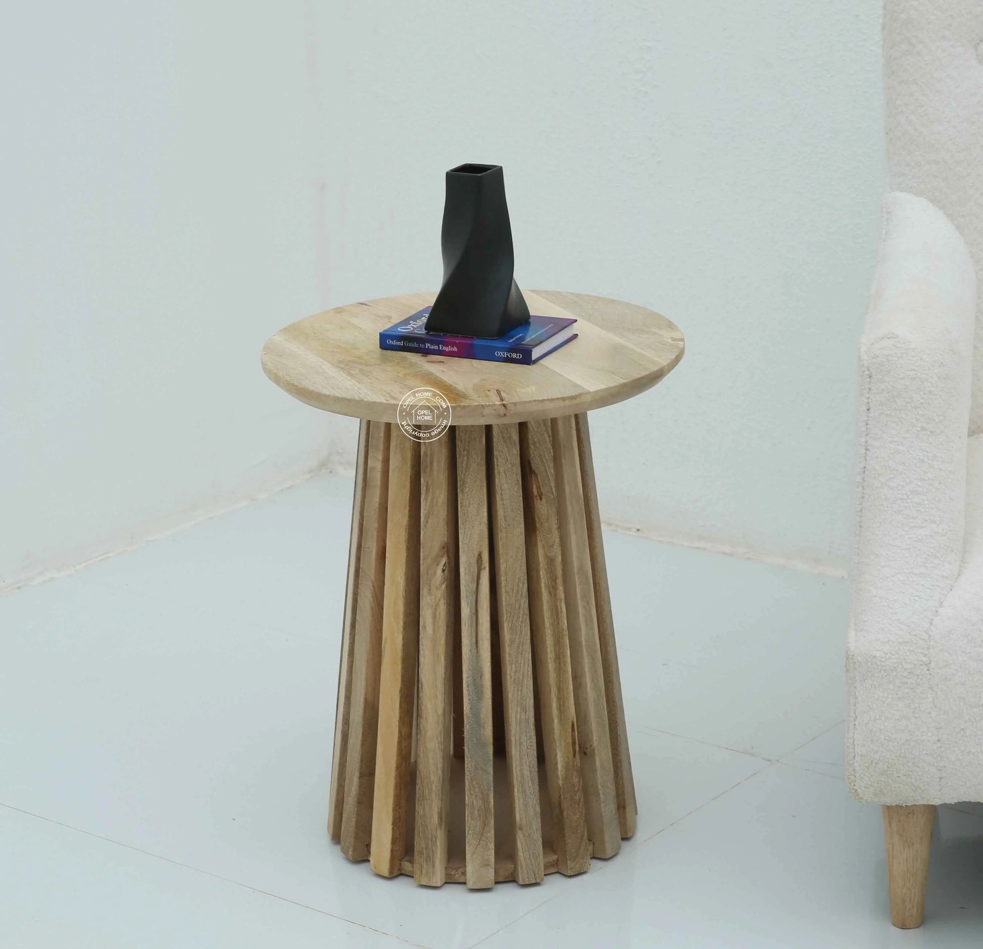 Brasher Wooden Side Table – Solid Mango Wood, Natural Finish | Opelhome UAE