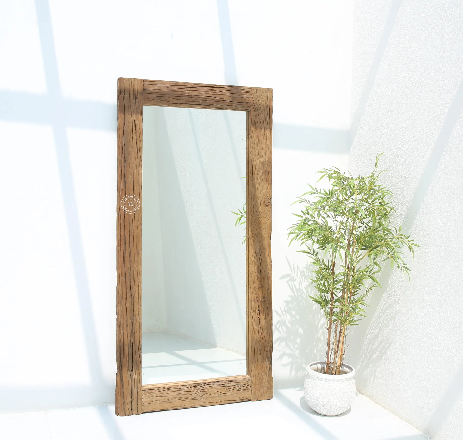 Brigett Railway Mirror Frame – Solid Railway Wood, Multiple Sizes | Opelhome UAE - Opelhome