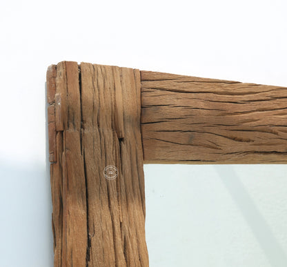Brigett Railway Mirror Frame – Solid Railway Wood, Multiple Sizes | Opelhome UAE - Opelhome