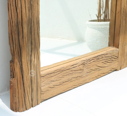 Brigett Railway Mirror Frame – Solid Railway Wood, Multiple Sizes | Opelhome UAE - Opelhome