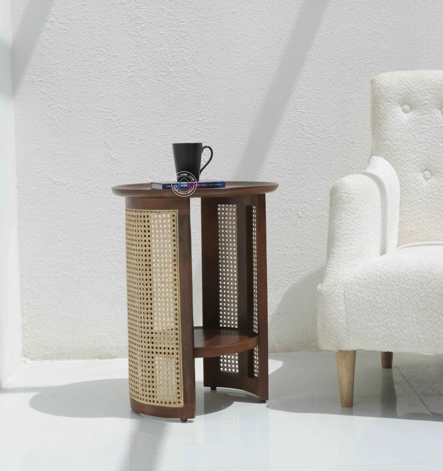 Bristol Rattan Side Table (Walnut Finish) | Opelhome UAE