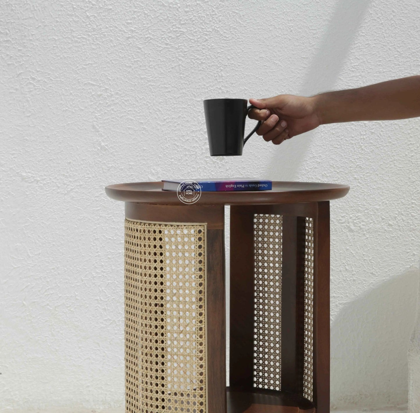 Bristol Rattan Side Table (Walnut Finish) | Opelhome UAE