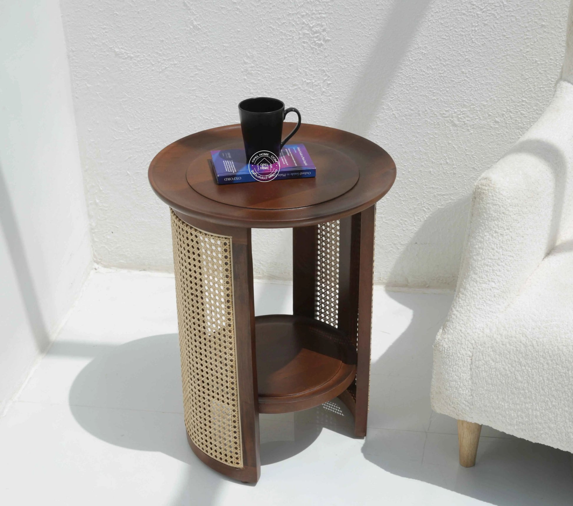 Bristol Rattan Side Table (Walnut Finish) | Opelhome UAE