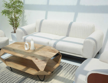 Brix 3+1+1 Sofa Set – Cream Cotton Upholstery, Solid Wood Frame | Opelhome UAE