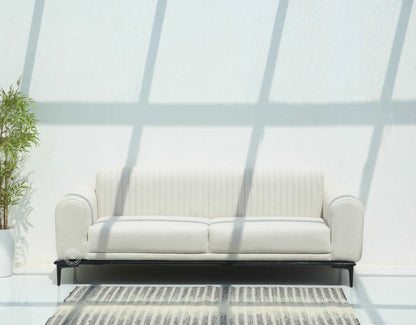 Brix 3+1+1 Sofa Set – Cream Cotton Upholstery, Solid Wood Frame | Opelhome UAE