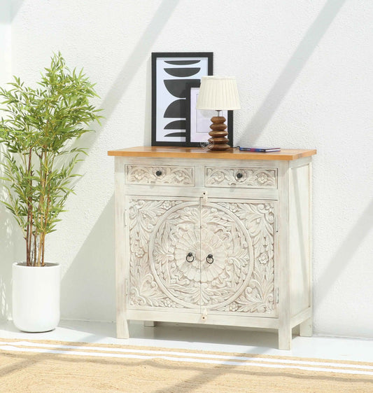 Bunny wooden 2 door 2 drawer  carved Sideboard (Multiple Colors Options)