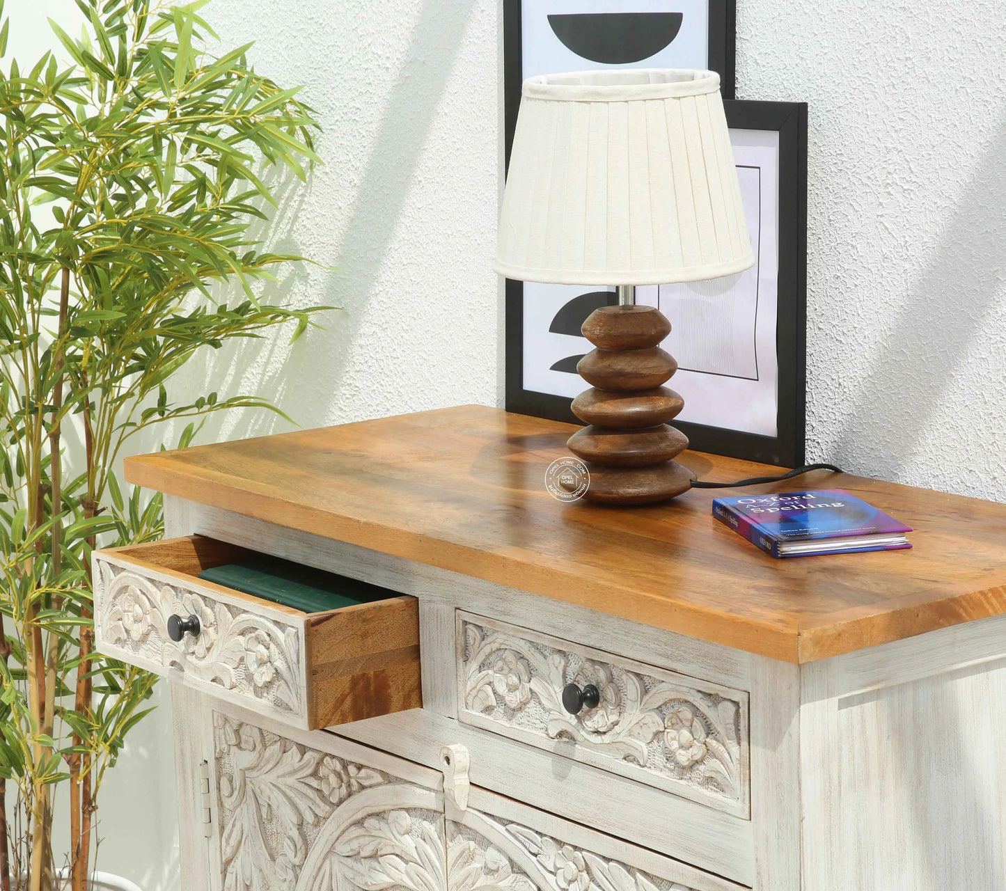 Bunny wooden 2 door 2 drawer  carved Sideboard (Multiple Colors Options)