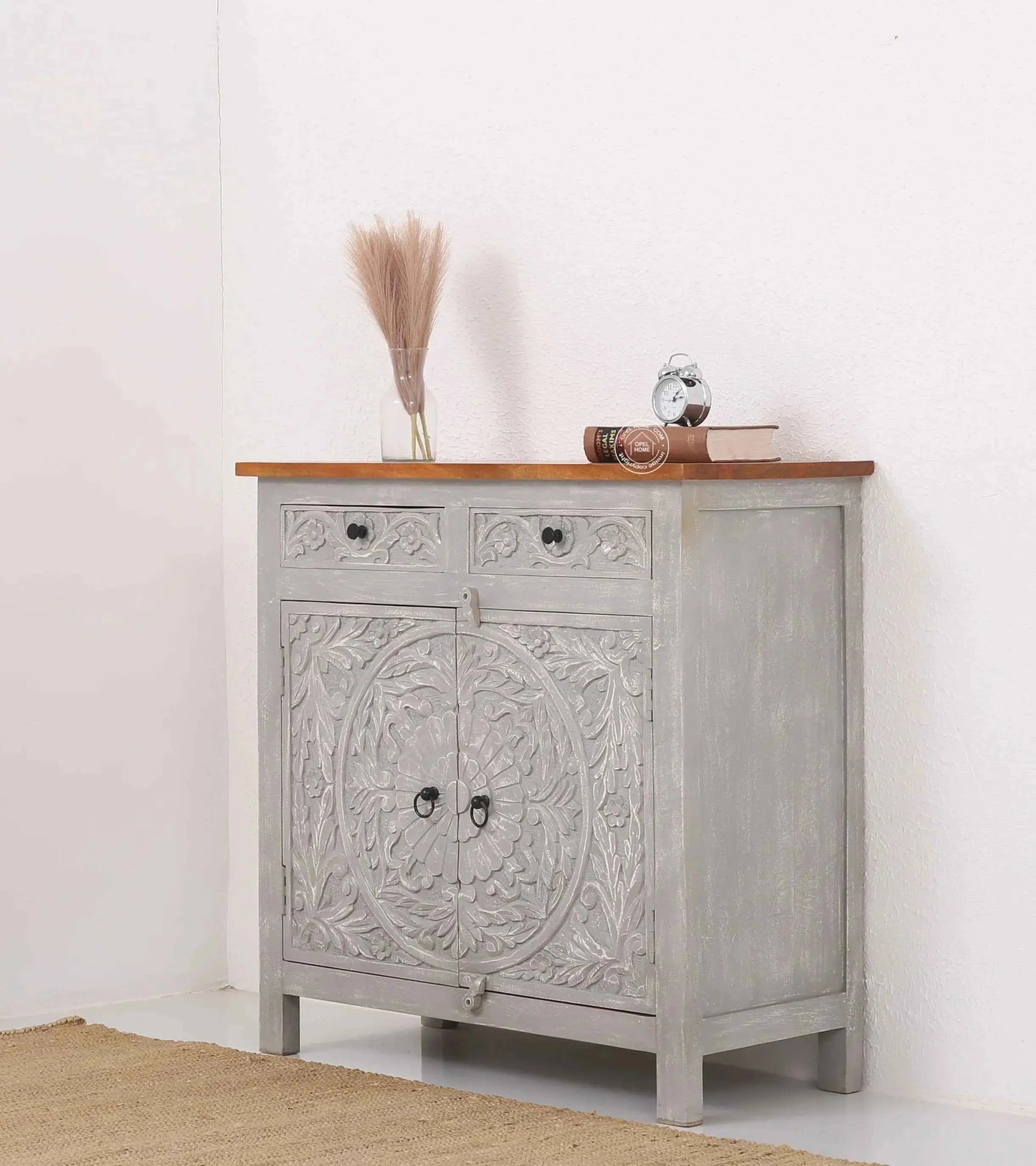 Bunny wooden 2 door 2 drawer  carved Sideboard (Multiple Colors Options)