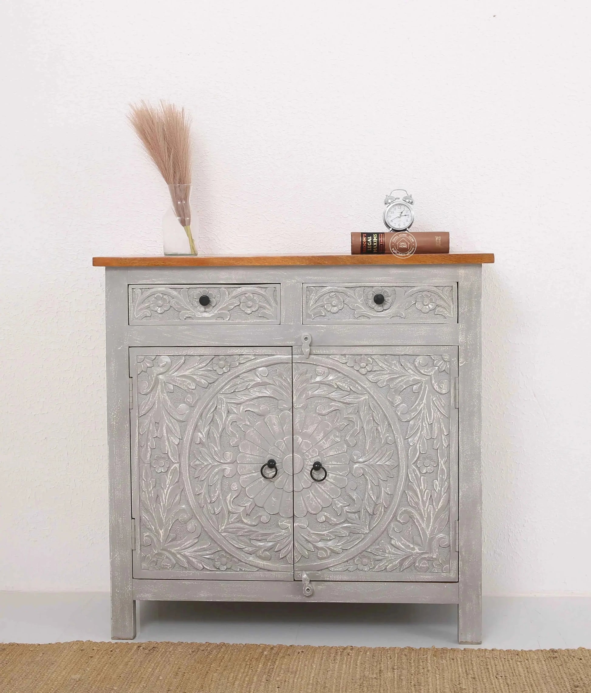 Bunny wooden 2 door 2 drawer  carved Sideboard (Multiple Colors Options)